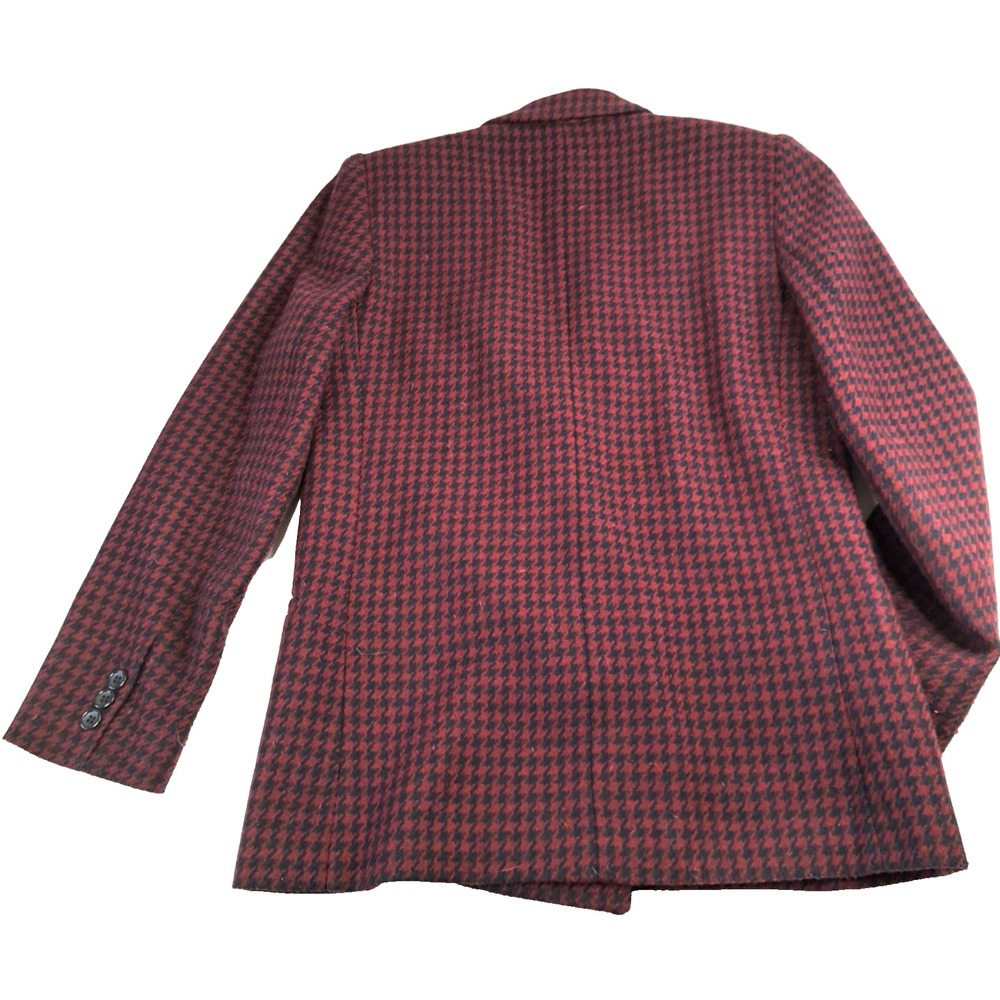 Vtg PEABODY HOUSE Women's 5/6 Houndstooth Blazer Jacket Burgundy Navy Academia - Picture 4 of 11